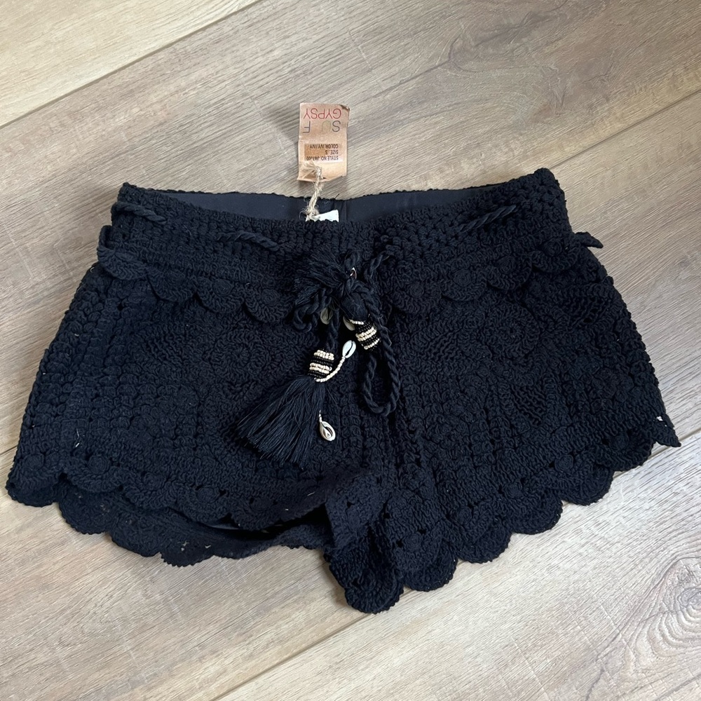 Surf Gypsy Black Crochet Shorts
